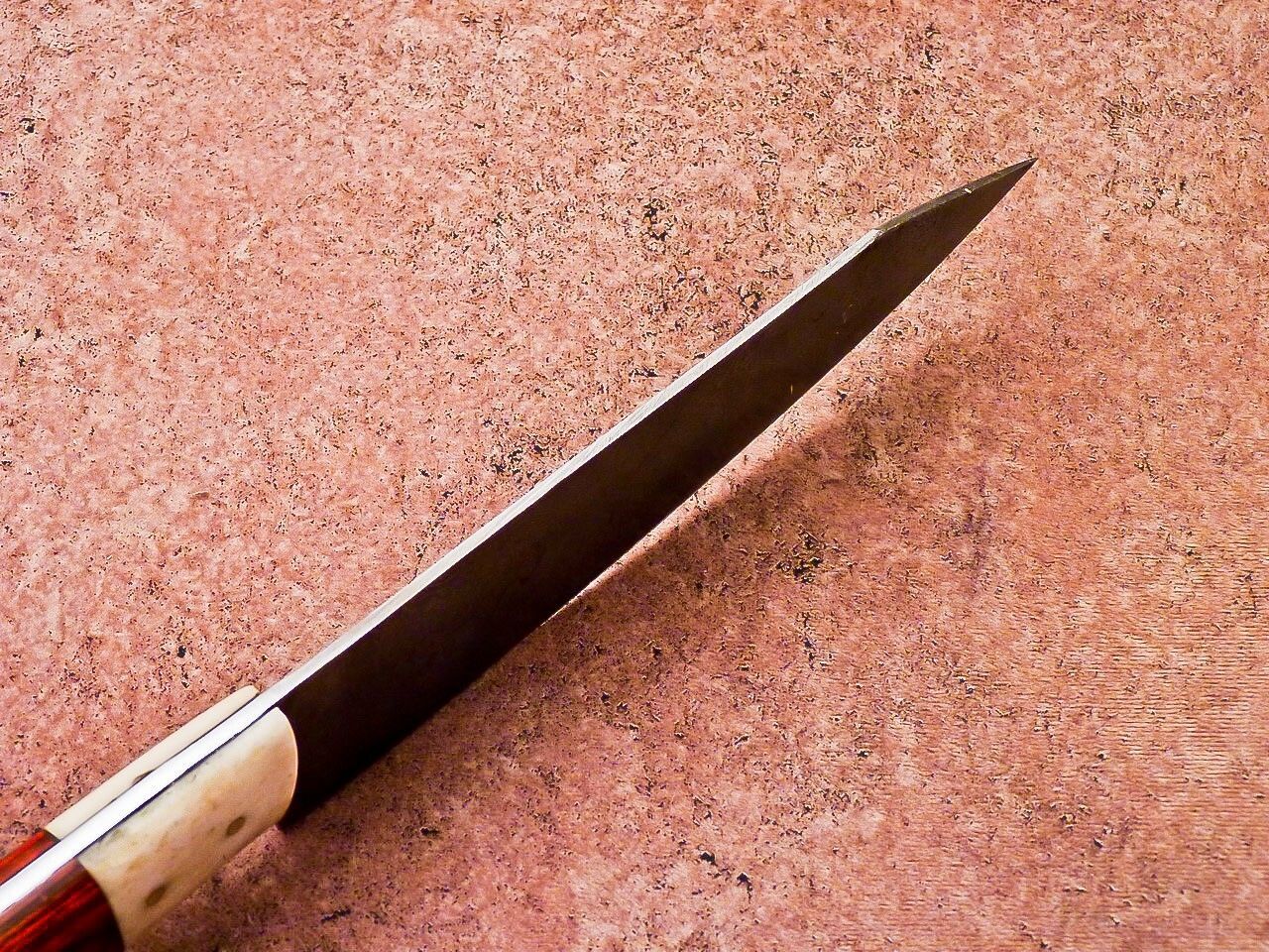 Handmade Damascus Steel Outdoor Knife  Wooden Handle  Leather Sheath 2