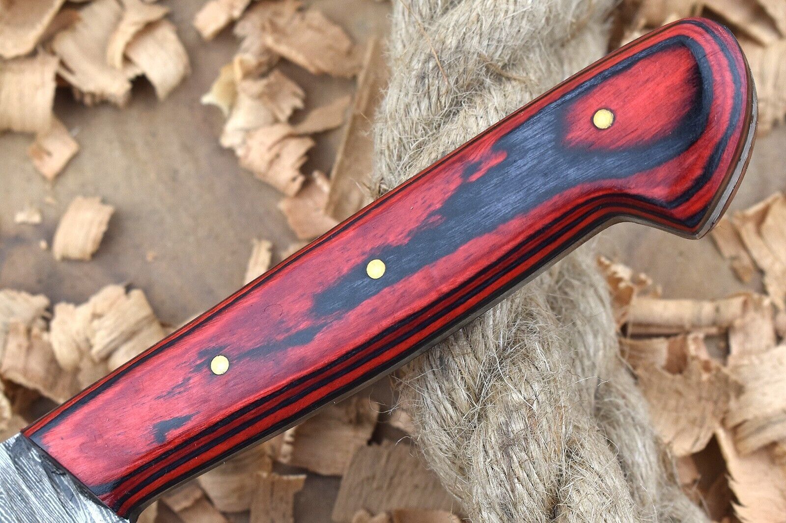 Custom Handmade Forged Damascus Steel Kitchen Chef Knife With Red  Black Dollar Thappa Handle 1