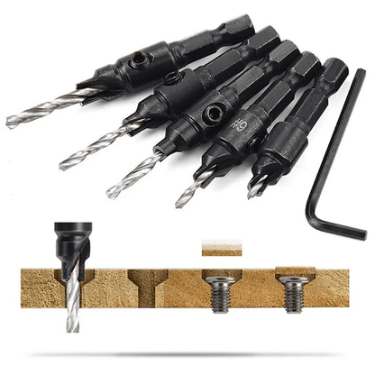 ProDrill 5 Piece Woodworking Countersink And Chamfer Drill Bit Set 1