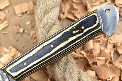 Custom Handmade Damascus Steel Kitchen Chef Knife With White  Black Resin Thappa Handle 1