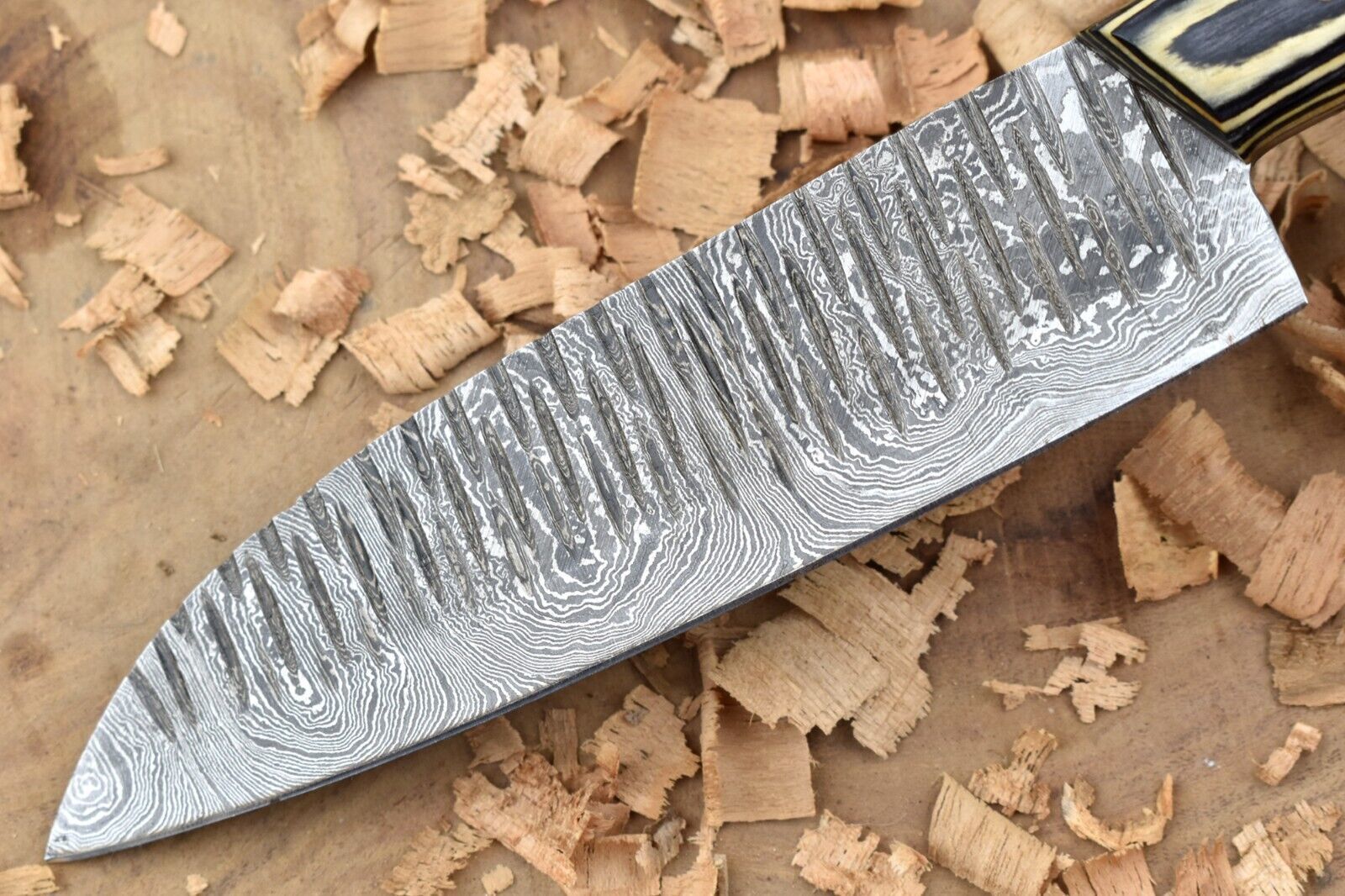 Custom Handmade Damascus Steel Kitchen Chef Knife With White  Black Resin Thappa Handle 2