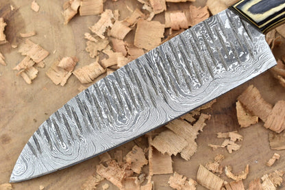 Custom Handmade Damascus Steel Kitchen Chef Knife With White  Black Resin Thappa Handle 2