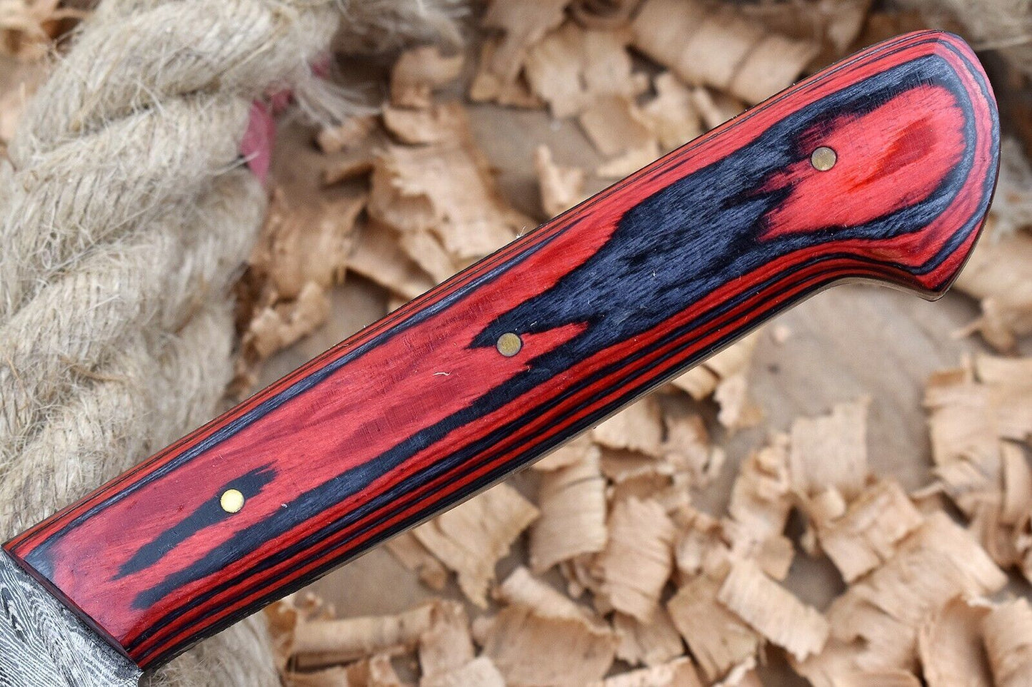 Custom Handmade Damascus Steel Kitchen Chef Knife With Red  Black Resin Thappa Handle 1
