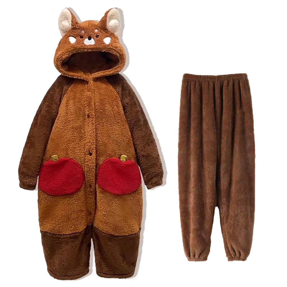 Adult Kigurumi Raccoon Onesie Pajamas Cartoon Animal Costume Soft Fleece Nightgown Halloween Christ 1