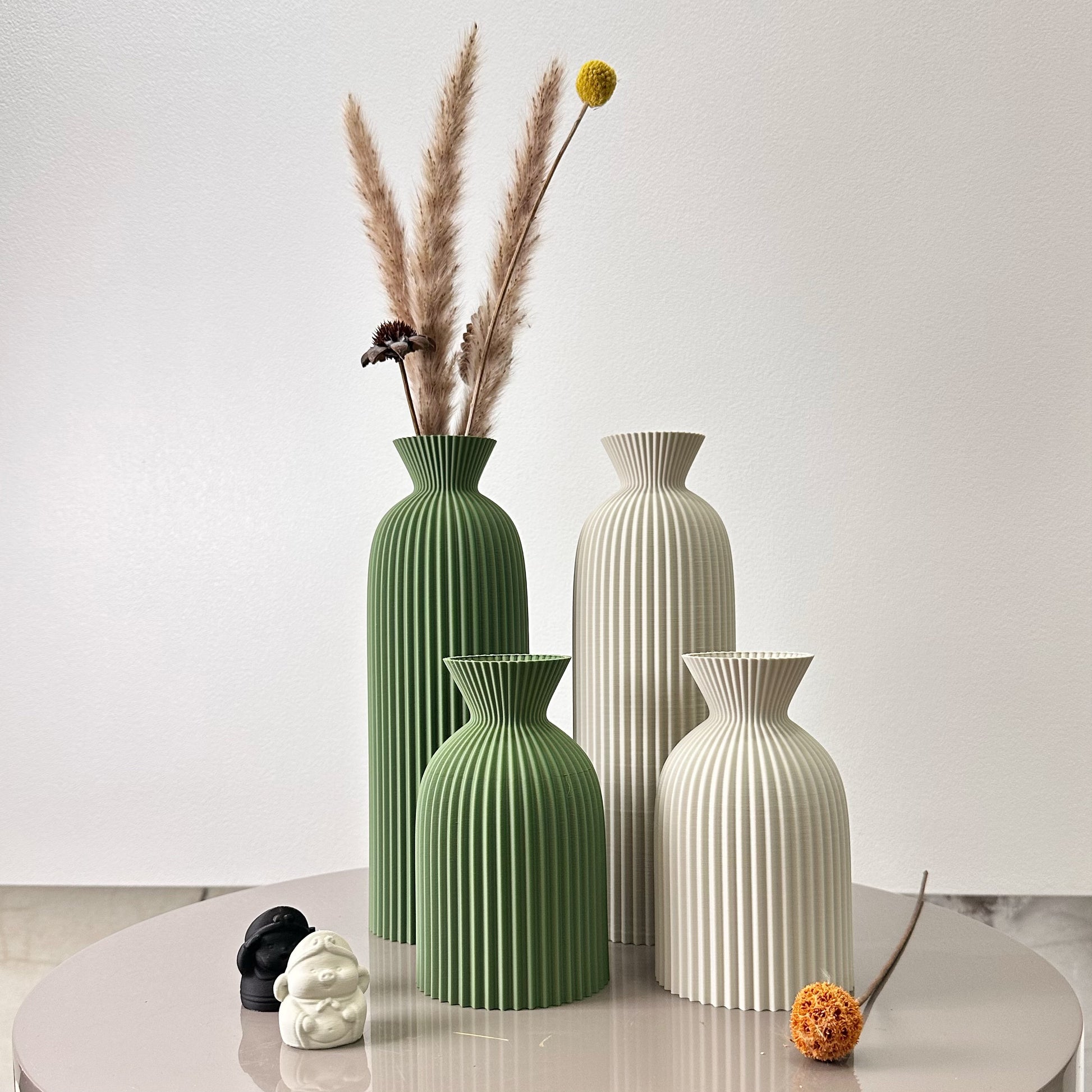 Set of Wavy Pattern Art Dry Vase, Dried Flower Vase for Home Desktop, Best Holiday Gift, Office Decoration Vase Ornament