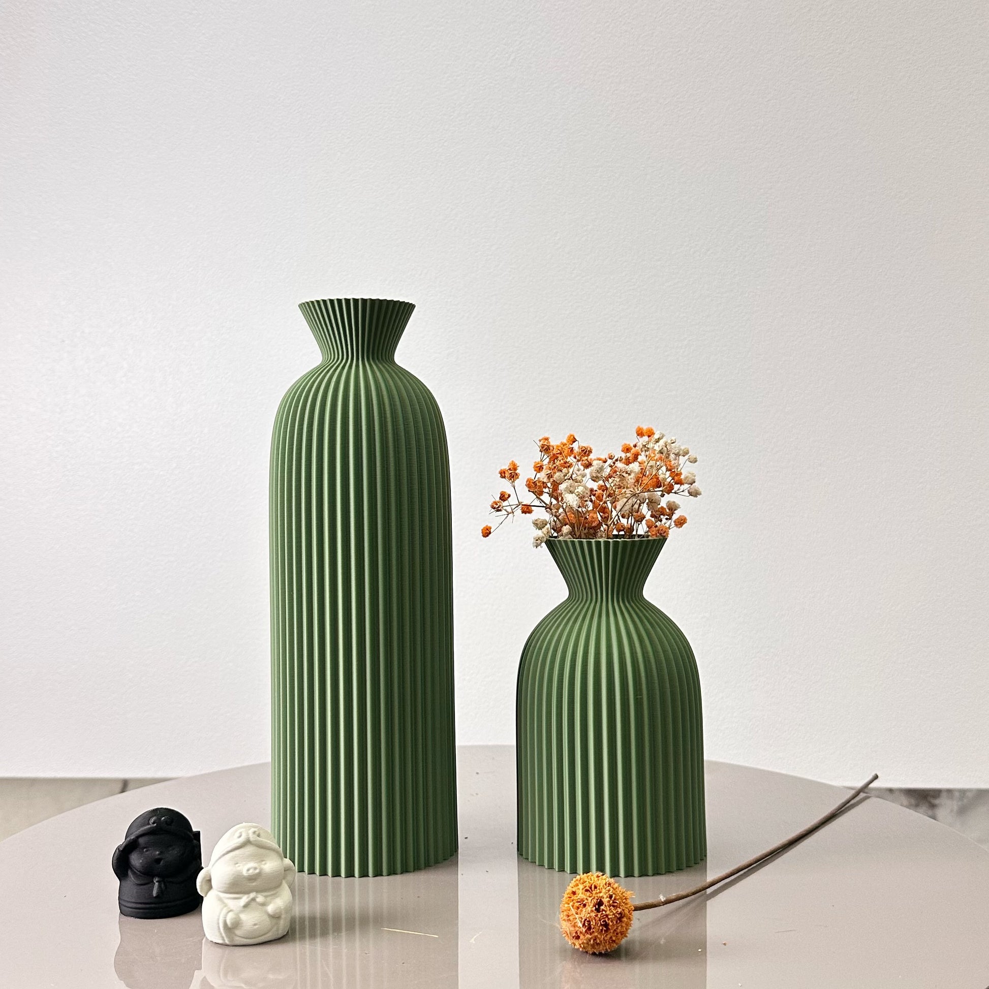 Set of Wavy Pattern Art Dry Vase, Dried Flower Vase for Home Desktop, Best Holiday Gift, Office Decoration Vase Ornament