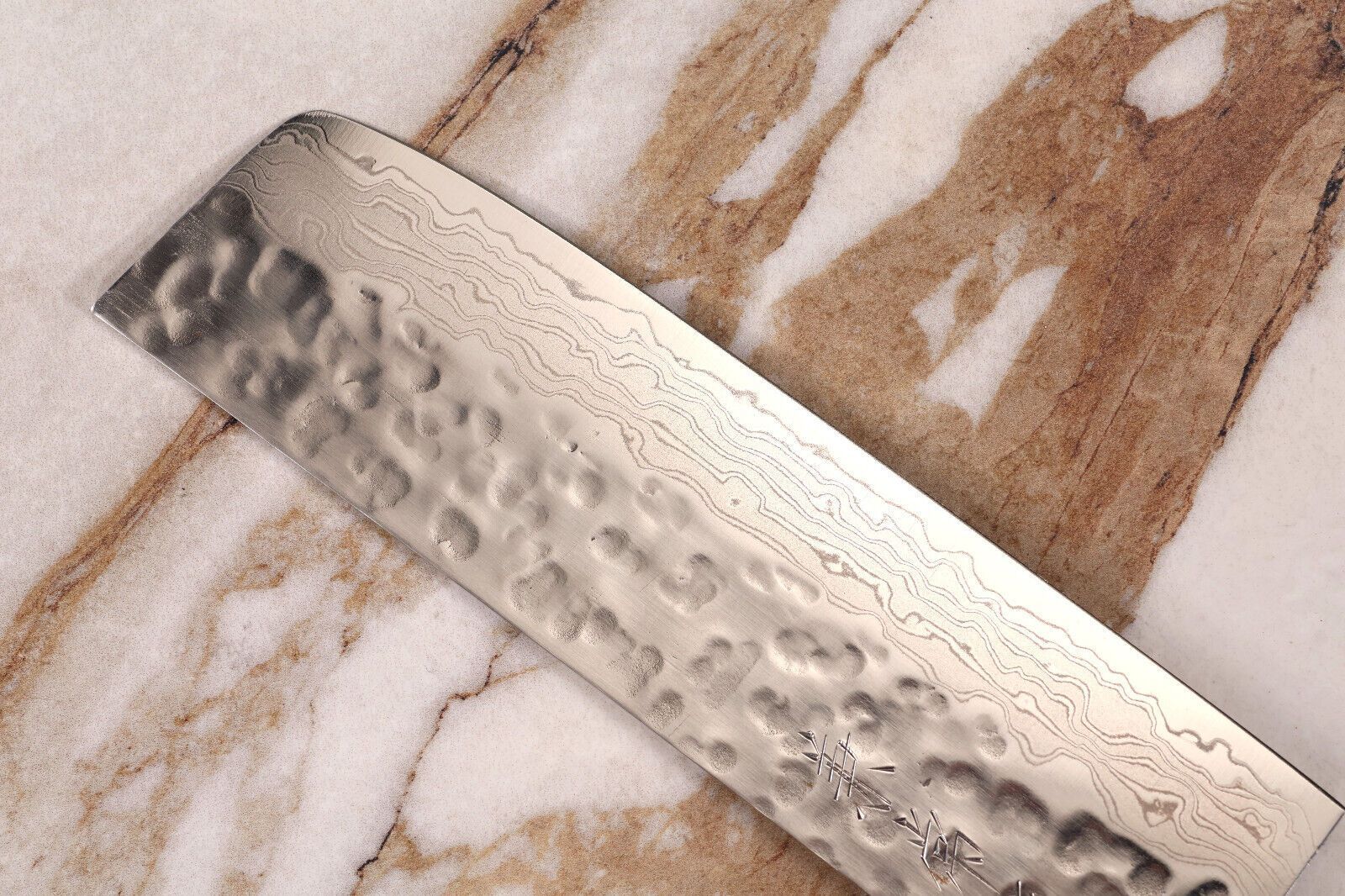 Exquisite Damascus Steel Kitchen Knife  Wood Handle  Leather Sheath 2