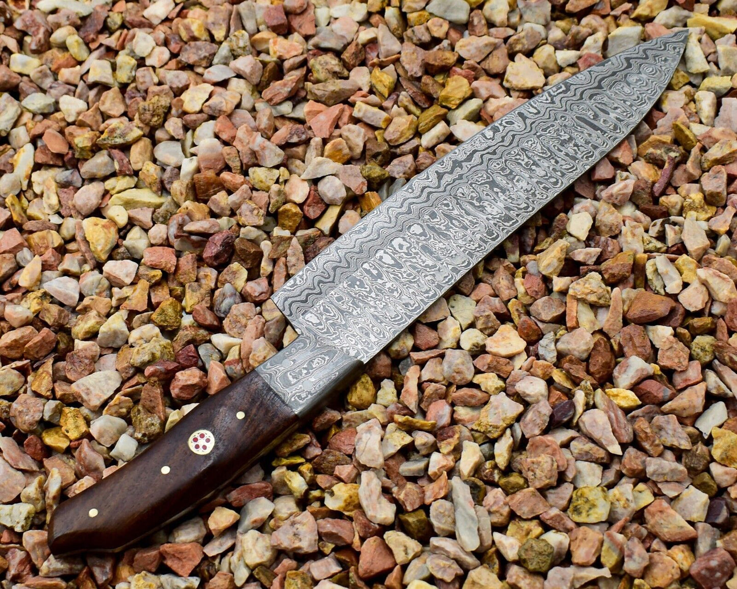 Custom Handmade Damascus Steel Chef Knife With Exotic Wood Handle 1
