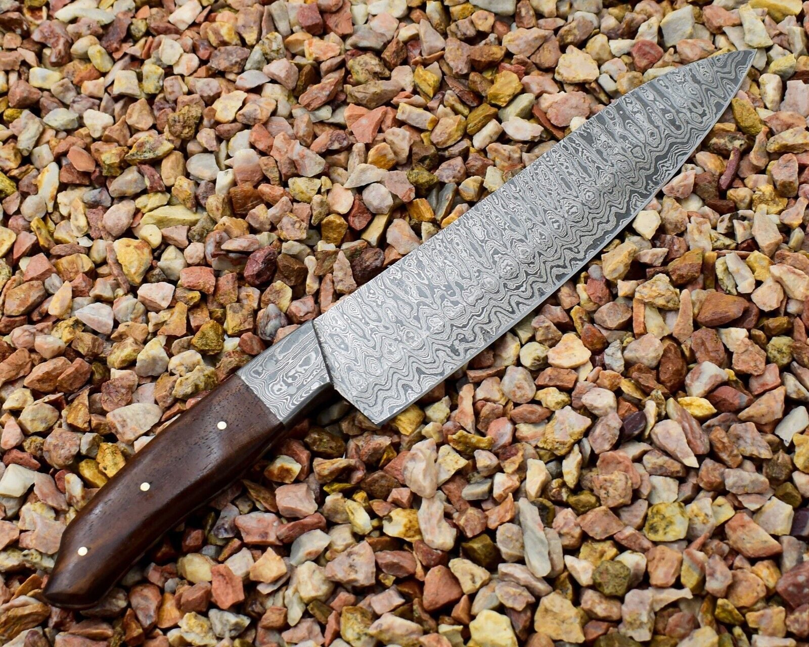 Custom Handmade Damascus Steel Chef Knife With Exotic Wood Handle 3