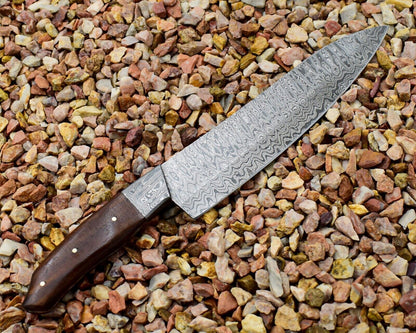 Custom Handmade Damascus Steel Chef Knife With Exotic Wood Handle 3