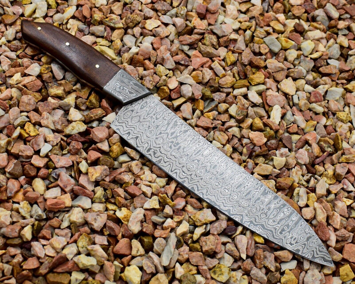 Custom Handmade Damascus Steel Chef Knife with Exotic Wood Handle