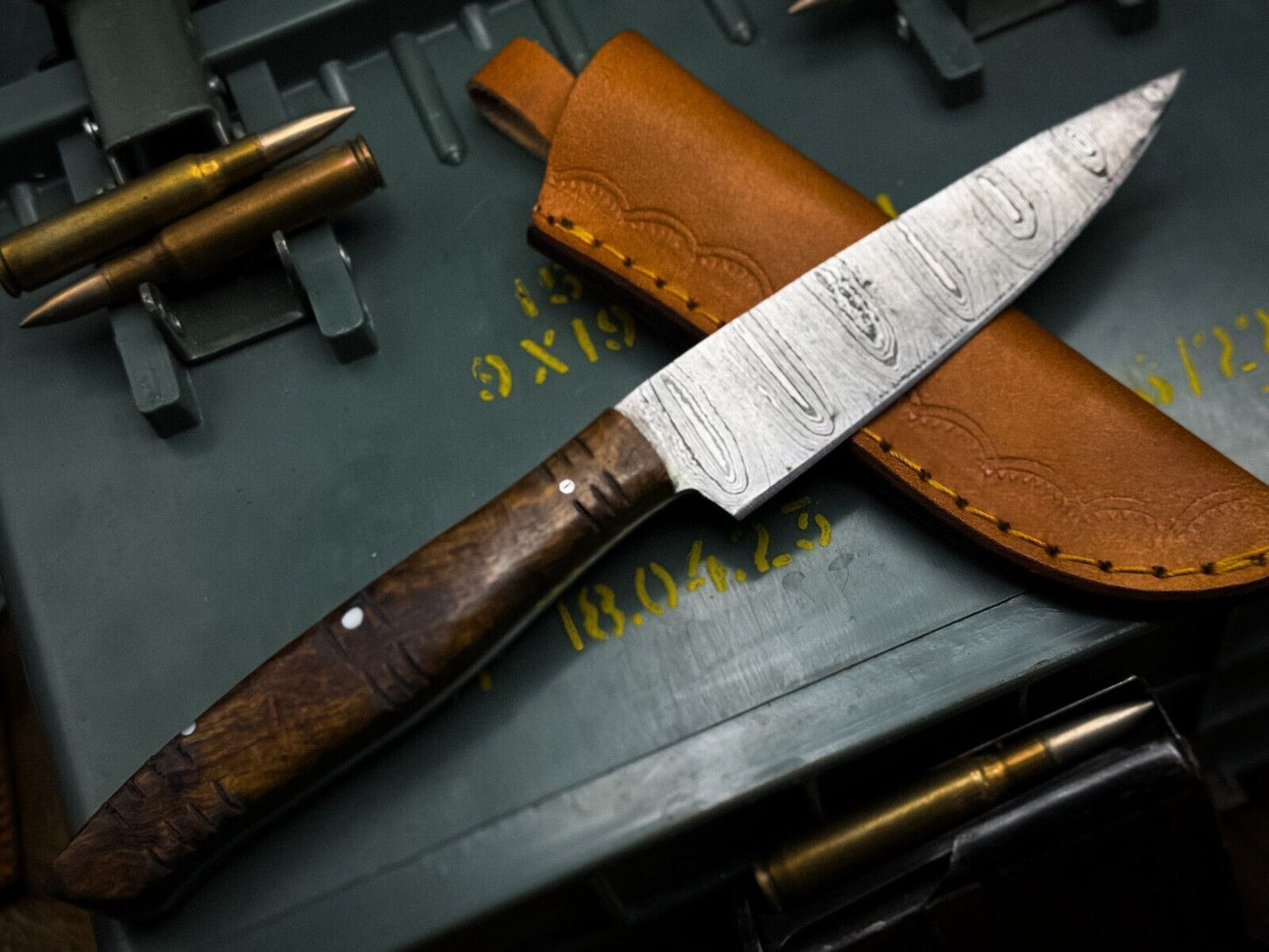 Premium Forged Damascus Kitchen Knife With Wooden Grip 3
