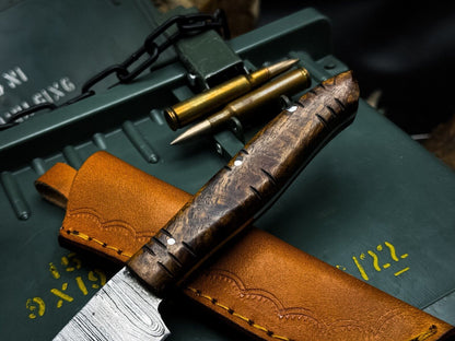 Premium Forged Damascus Kitchen Knife With Wooden Grip 1