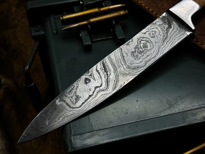 HandForged Damascus Steel Cooking Knife With Natural Wood Handle 2