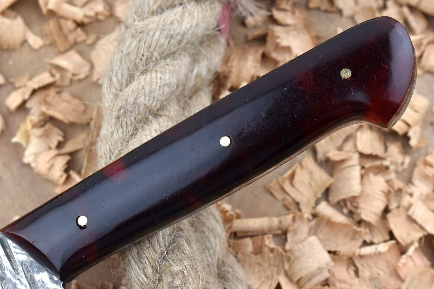Handmade Damascus Steel Kitchen Chef Knife With Red  Black Resin Thappa Handle 2