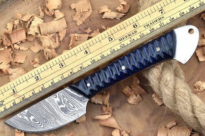 Custom Handmade Damascus Steel Kitchen Chef Knife With Blue  Black Resin Thappa Handle 3