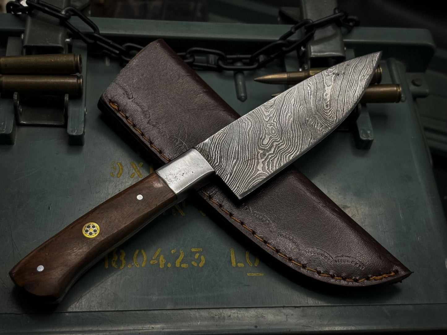 Handmade Damascus Kitchen Chef Knife  Natural Wood Craft Handle 3