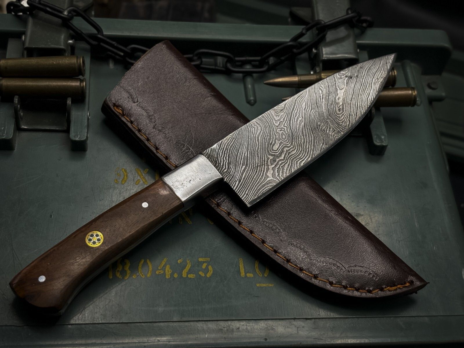 Handmade Damascus Kitchen Chef Knife  Natural Wood Craft Handle 3