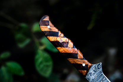 High Carbon Custom Kitchen Knife Handmade In Damascus Steel With Oak Wood Handle 1