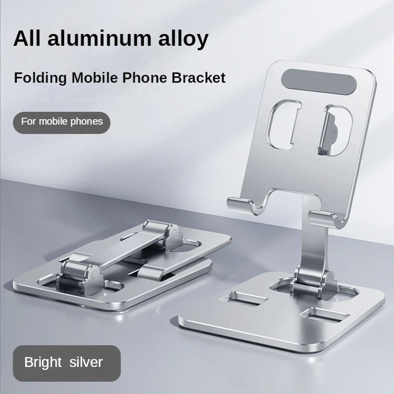 Foldable Aluminum Alloy, Universal Desk Phone Holder, Adjustable Metal Mount Stand for Tablet and Mobile