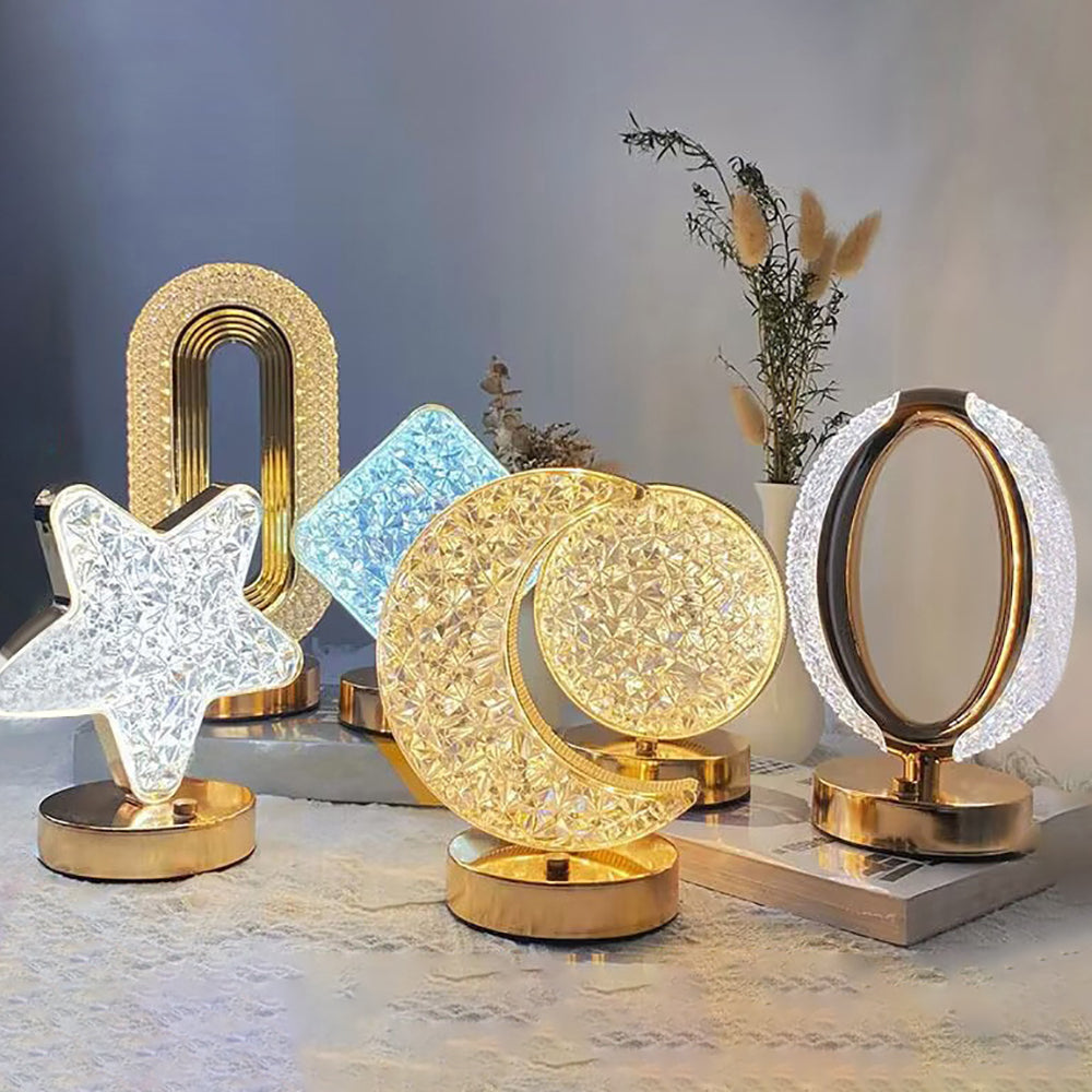 USB Rechargeable Kids Night Light, 3D Crystal LED, Touch Control, Color Changing Star Moon Lamp for Bedroom