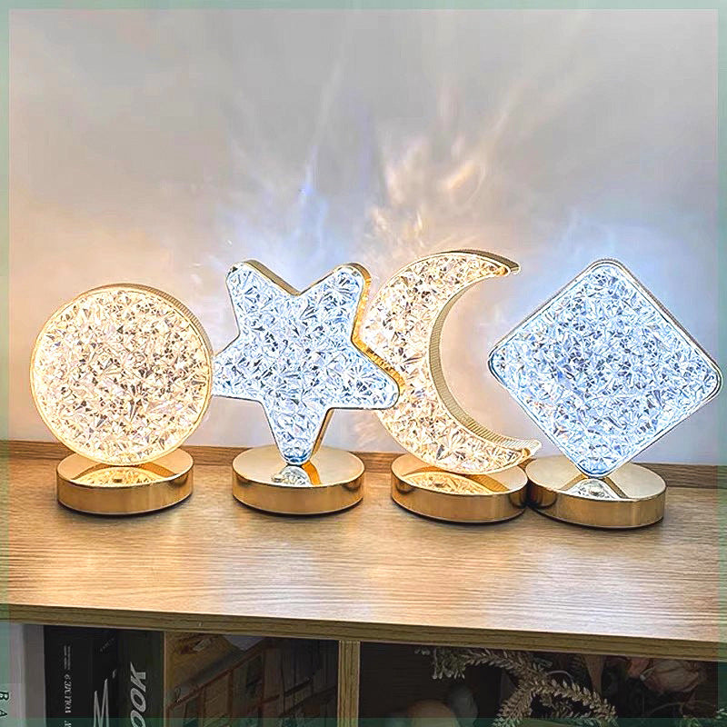USB Rechargeable Kids Night Light, 3D Crystal LED, Touch Control, Color Changing Star Moon Lamp for Bedroom