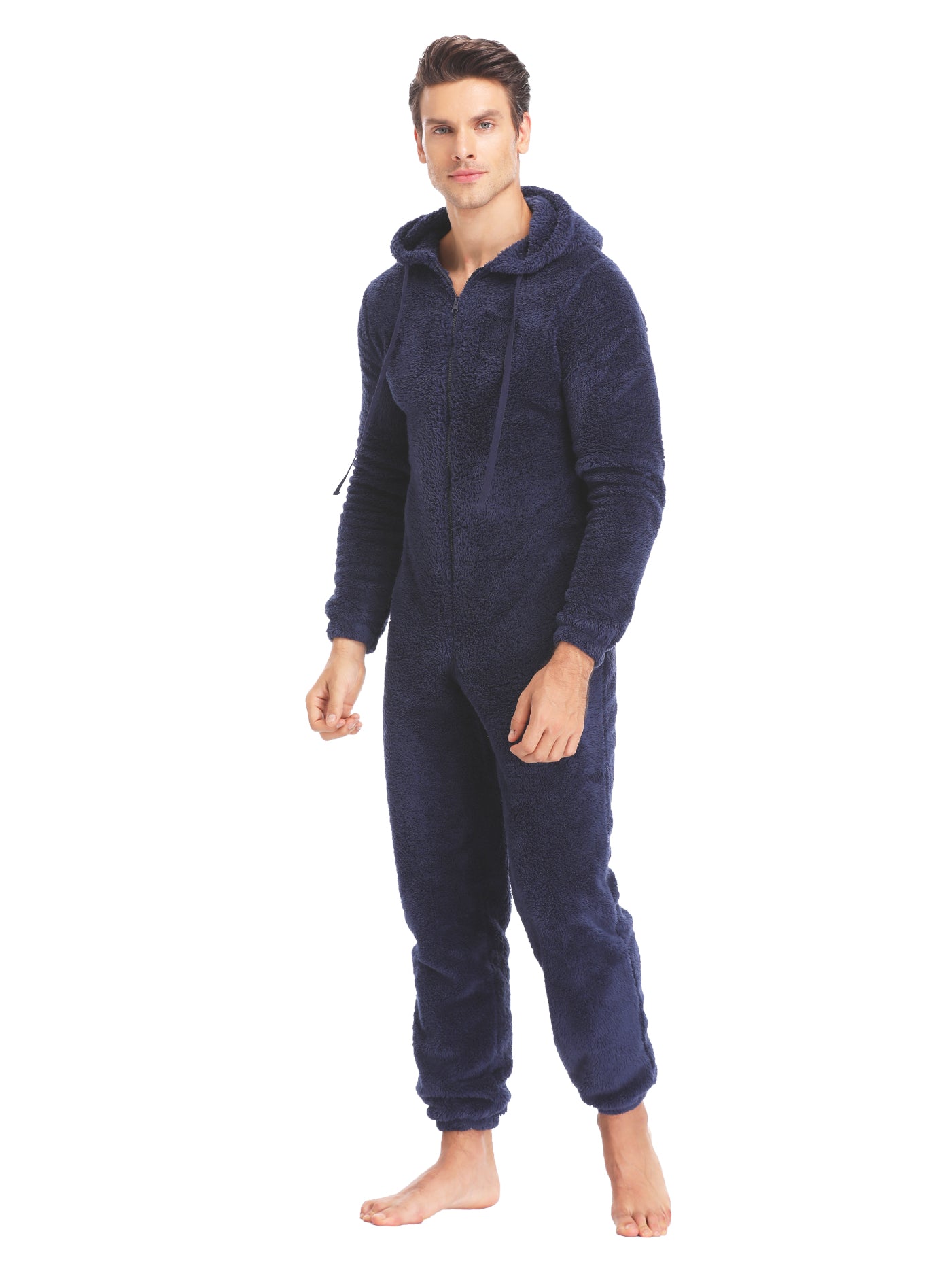 Cozy Mens Winter Fleece Pajama Onesie Soft Plush Hooded Jumpsuit Warm One Piece Romper 6