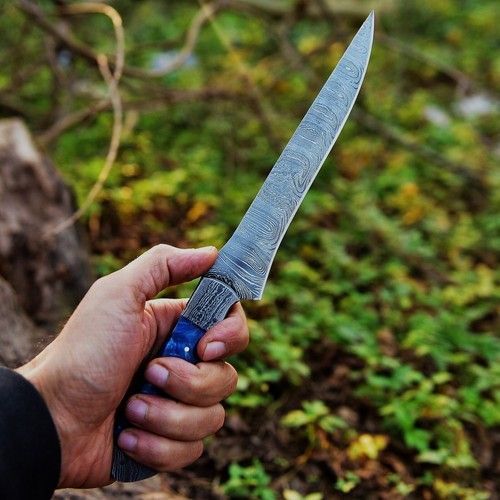 Full Tang Damascus Kitchen Knife  Wood Handle Craftsmanship 2