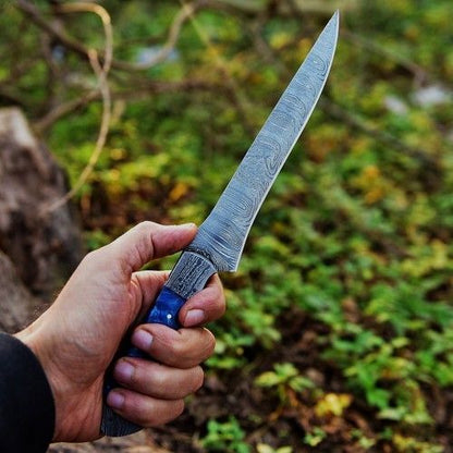 Full Tang Damascus Kitchen Knife  Wood Handle Craftsmanship 2
