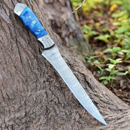 Full Tang Damascus Kitchen Knife  Wood Handle Craftsmanship 3