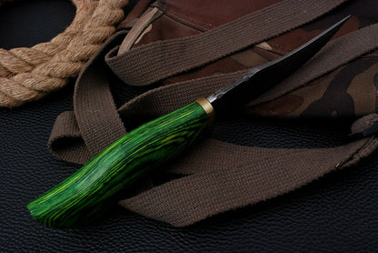 Custom Forged Damascus Blade Knife  Durable Wooden Handle 1