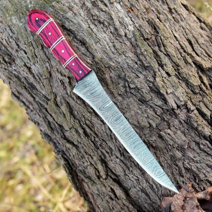 Damascus Chef Knife For Outdoor  Kitchen Use  Wood Handle 2