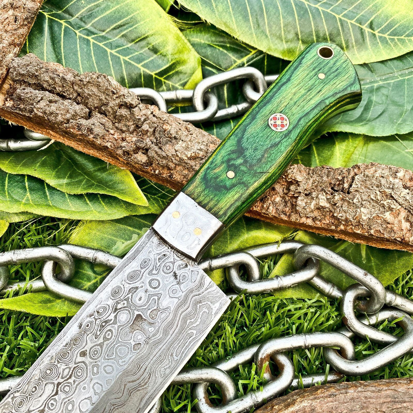 Damascus Steel Professional Chef Knife With Polished Wood Handle 1