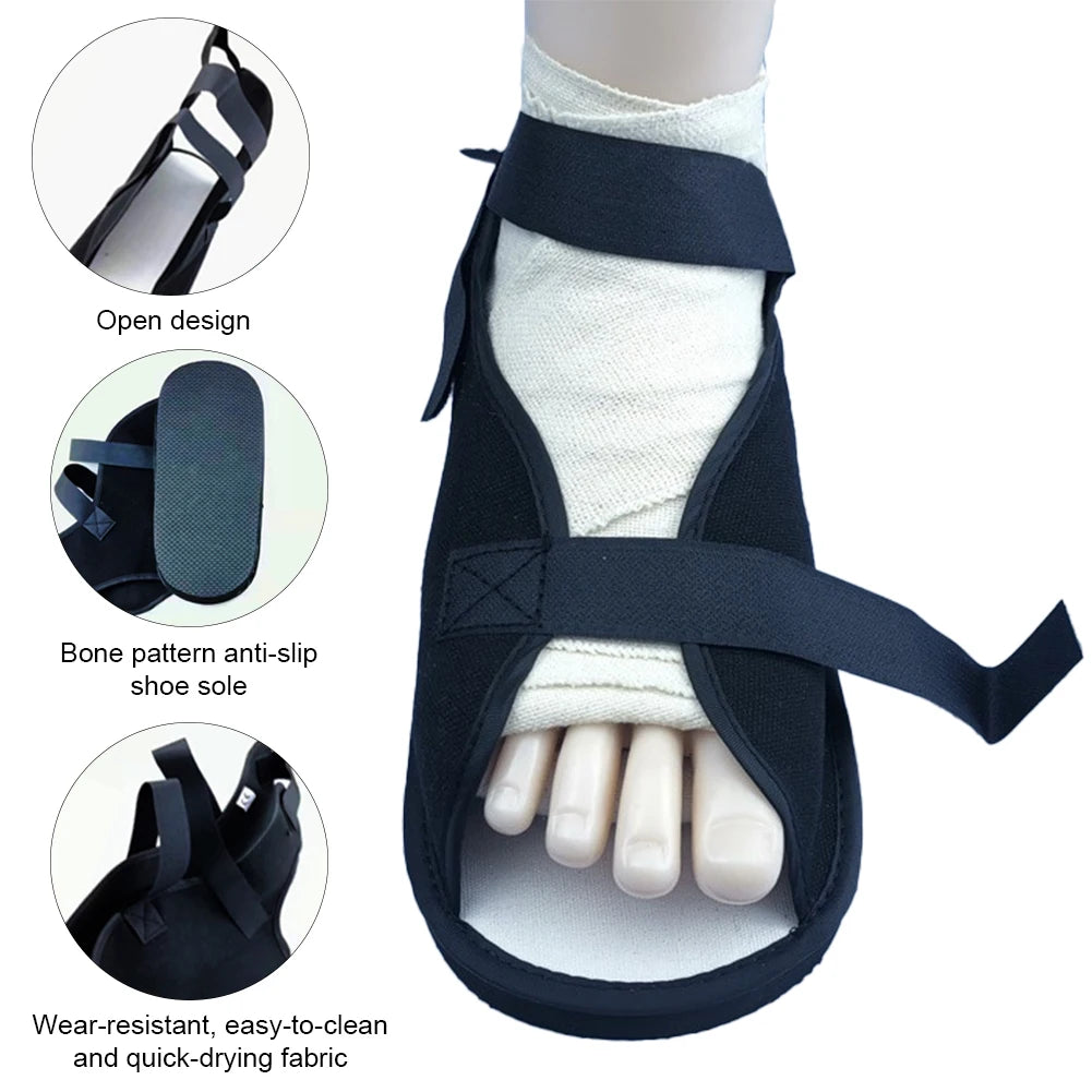 Adjustable Walking Cast Shoe, Shock Absorbing Anti Slip Rehabilitation Gypsum Shoe for Swollen Foot, Broken Toe Fracture