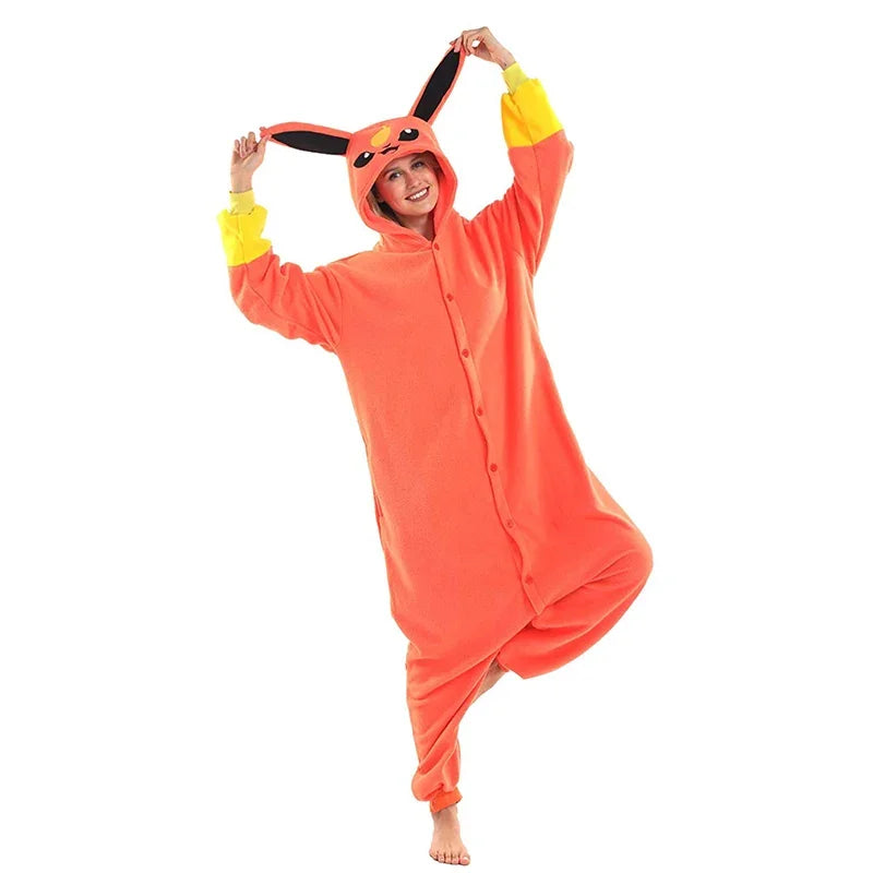 Miniso Flareon Kigurumi, Anime Cosplay Costume, One Piece Pajamas For Women and Men, Halloween Christmas Gift