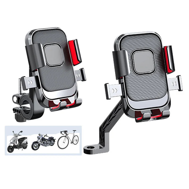Free Rotation Mobile Phone Holder for Motorcycles Bicycles, Shockproof Navigation Bracket for Riding