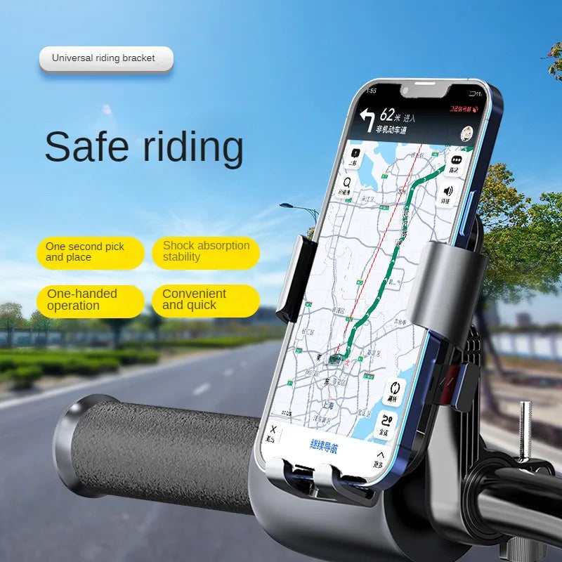 Free Rotation Mobile Phone Holder for Motorcycles Bicycles, Shockproof Navigation Bracket for Riding