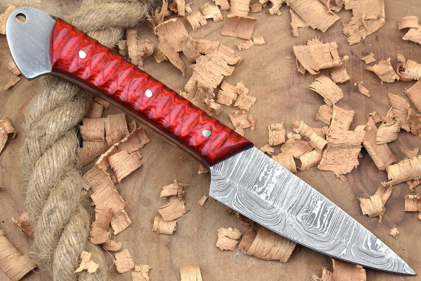 Custom Handmade Damascus Steel Kitchen Chef Knife With Red Resin Thappa Handle 1
