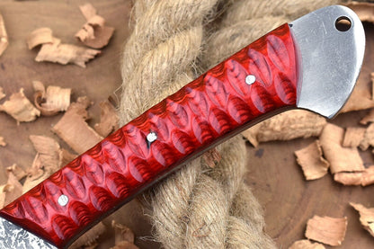 Custom Handmade Damascus Steel Kitchen Chef Knife With Red Resin Thappa Handle 2