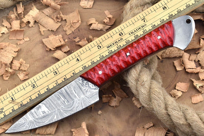 Custom Handmade Damascus Steel Kitchen Chef Knife With Red Resin Thappa Handle 4