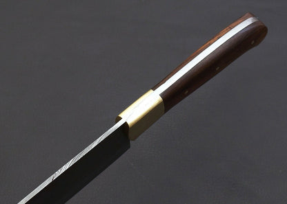Damascus Steel Kitchen Knife With Premium Polished Wooden Handle 1
