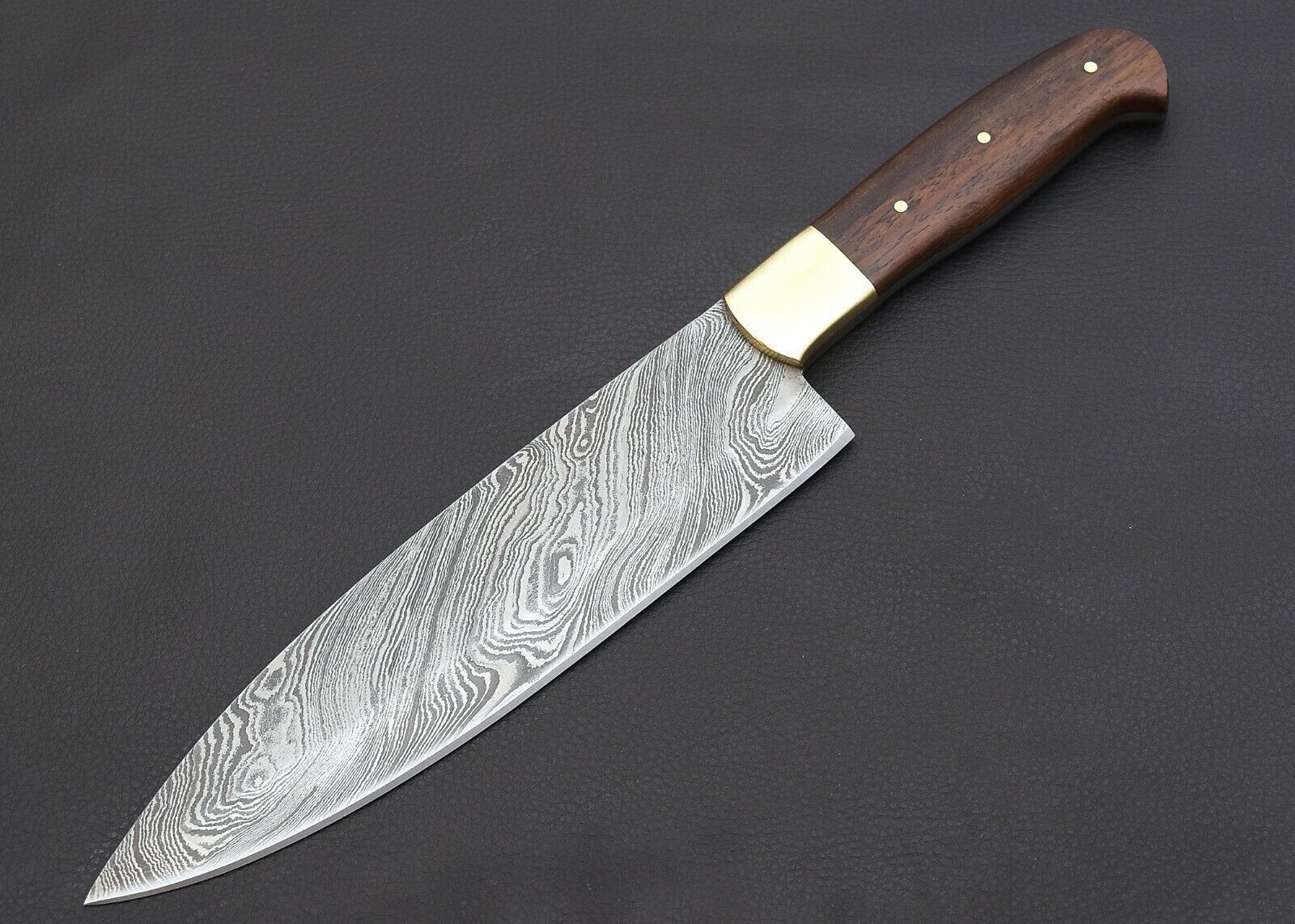 Damascus Steel Kitchen Knife With Premium Polished Wooden Handle 2