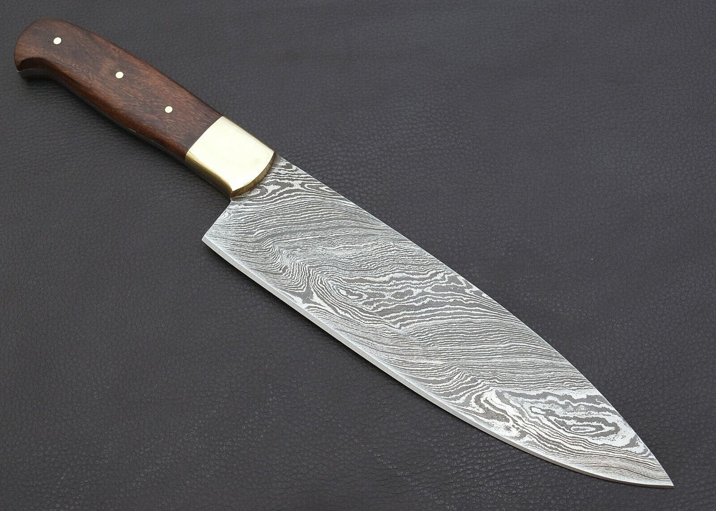Damascus Steel Kitchen Knife With Premium Polished Wooden Handle 3