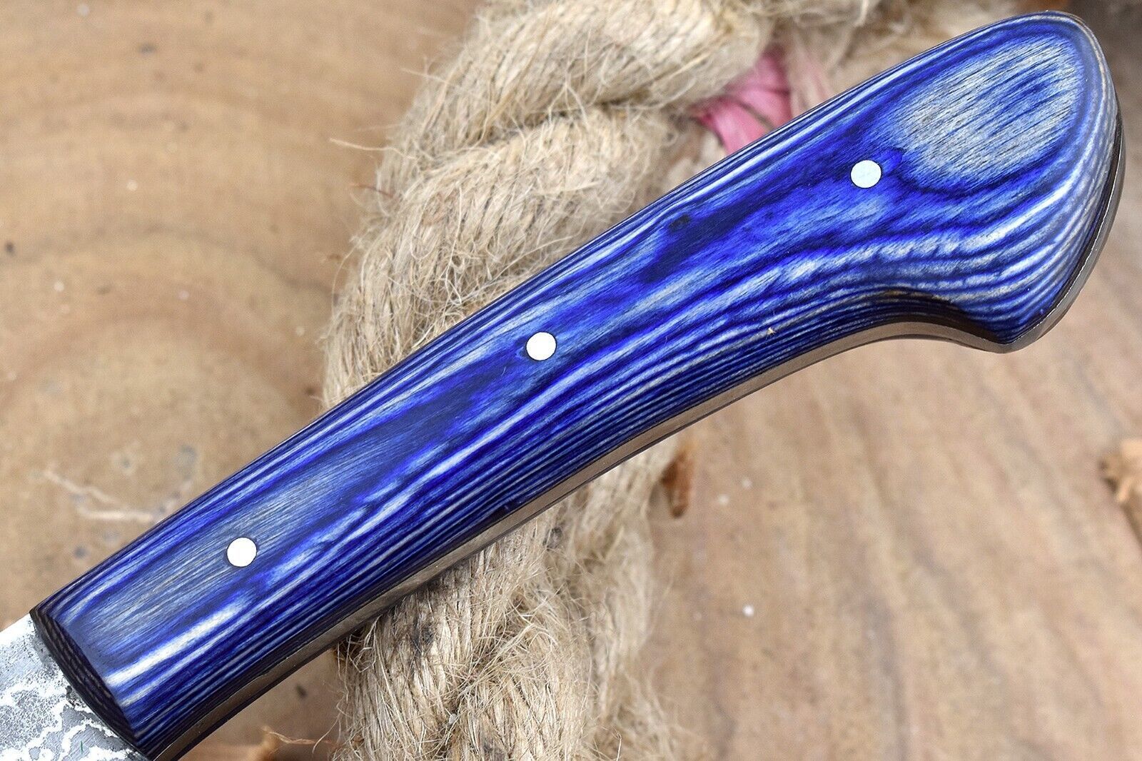 Custom Handmade Damascus Steel Kitchen Chef Knife With Blue Resin Thappa Handle 1