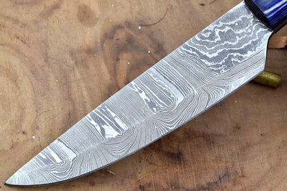 Custom Handmade Damascus Steel Kitchen Chef Knife With Blue Resin Thappa Handle 2