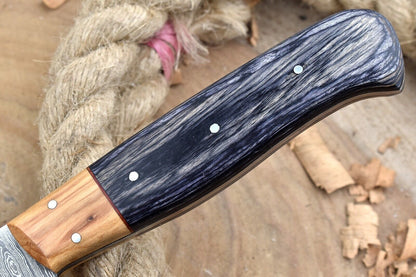 Handmade Damascus Steel Kitchen Chef Knife With Black Resin Thappa Handle 1
