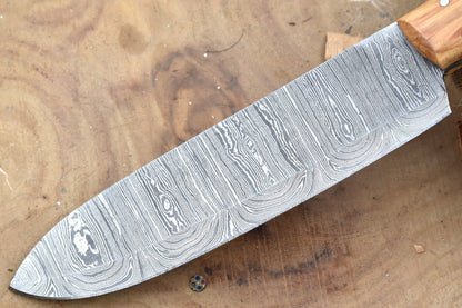 Handmade Damascus Steel Kitchen Chef Knife With Black Resin Thappa Handle 2