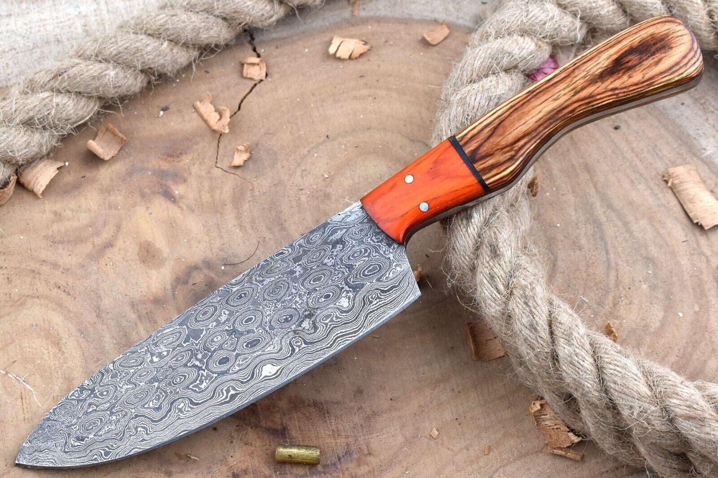 Handmade Damascus Steel Kitchen Chef Knife With Resin Thappa Handle 3