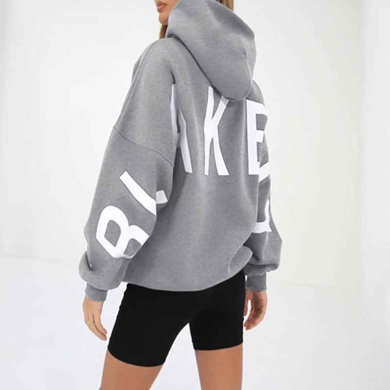 Autumn Winter Fashion Hoodie, Women's Printed Top, Loose Casual Long Sleeve, High Quality Thickened Versatile Wear