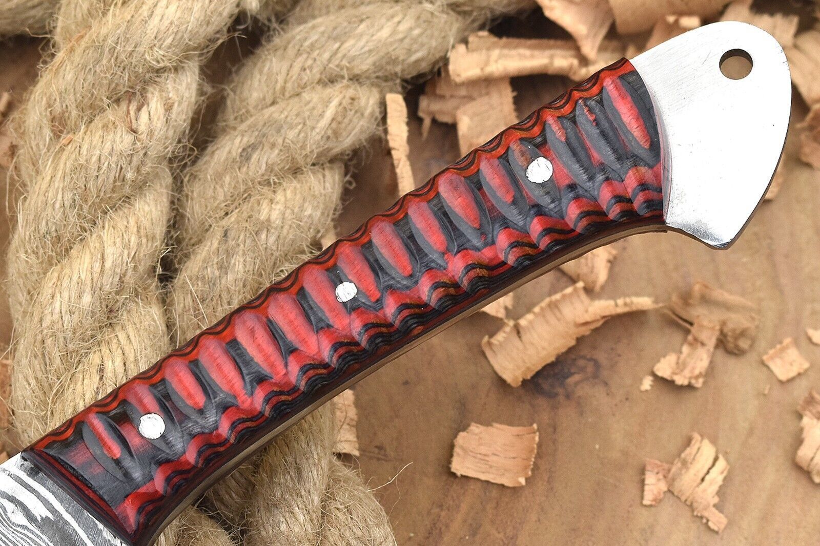 Handmade Damascus Steel Kitchen Chef Knife With Red  Black Resin Handle 1